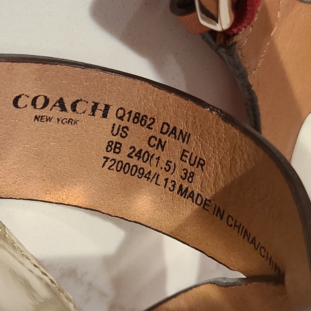 Coach Dani Leather Platform Open-toe Sandal in Orange Papaya Sz 8 - Picture 5 of 14